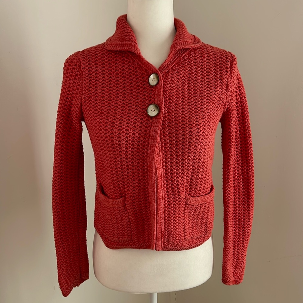 Talbots Salmon Cotton Knit Cardigan sz S